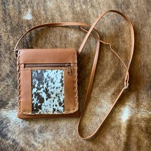 Cowhide/leather crossbody purse